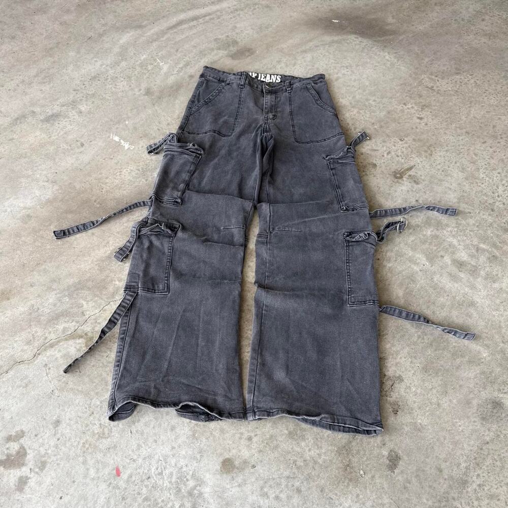 Y2K V.I.P. Jeans Baggy Black Cargo Pants